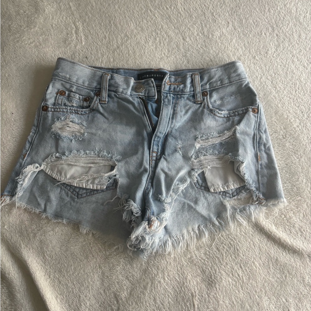 Aeropostale Blue Distressed Jean Shorts